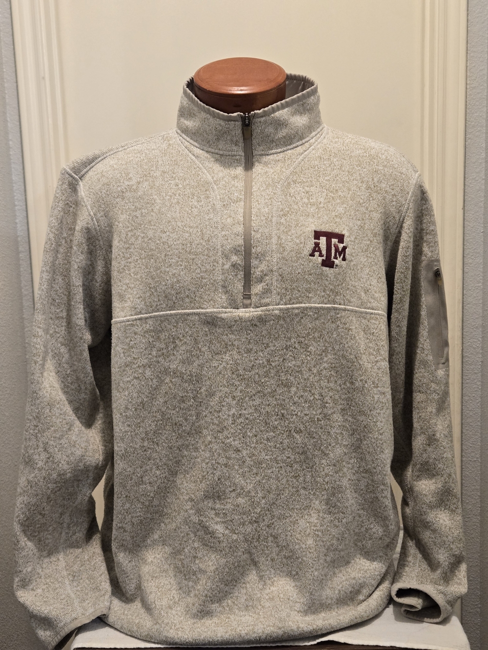 Antigua,Texas A&M, Light Heather Gray Quarter-Zip Pullover,XL - Picture 2 of 2